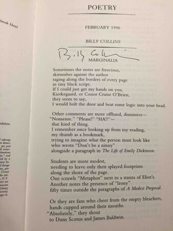 POETRY, Volume CLXVII, Number 5, February 1996. by Parisi, Joseph, editor. Billy Collins, signed.