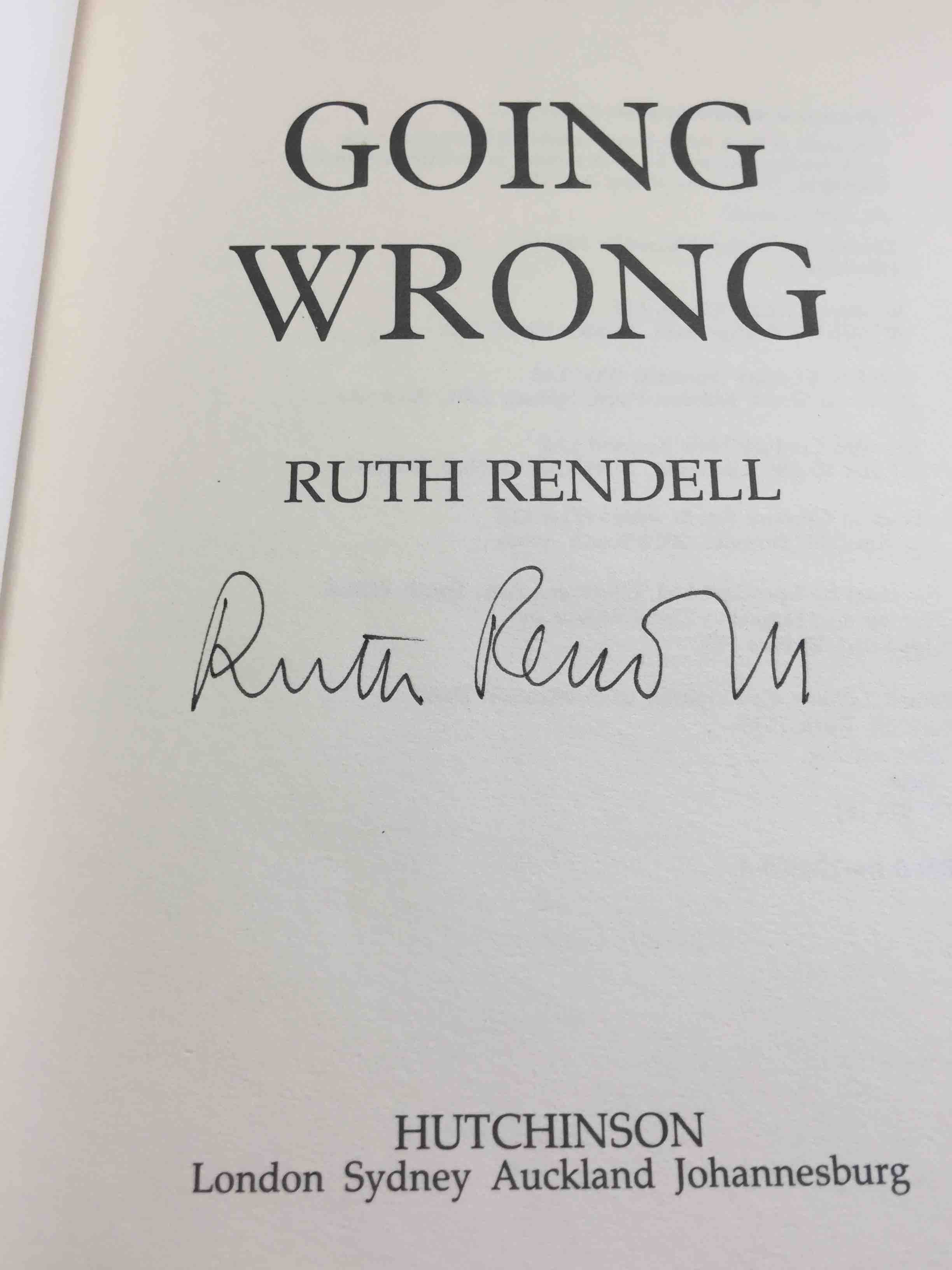 GOING WRONG. by Rendell, Ruth | bookfever.com