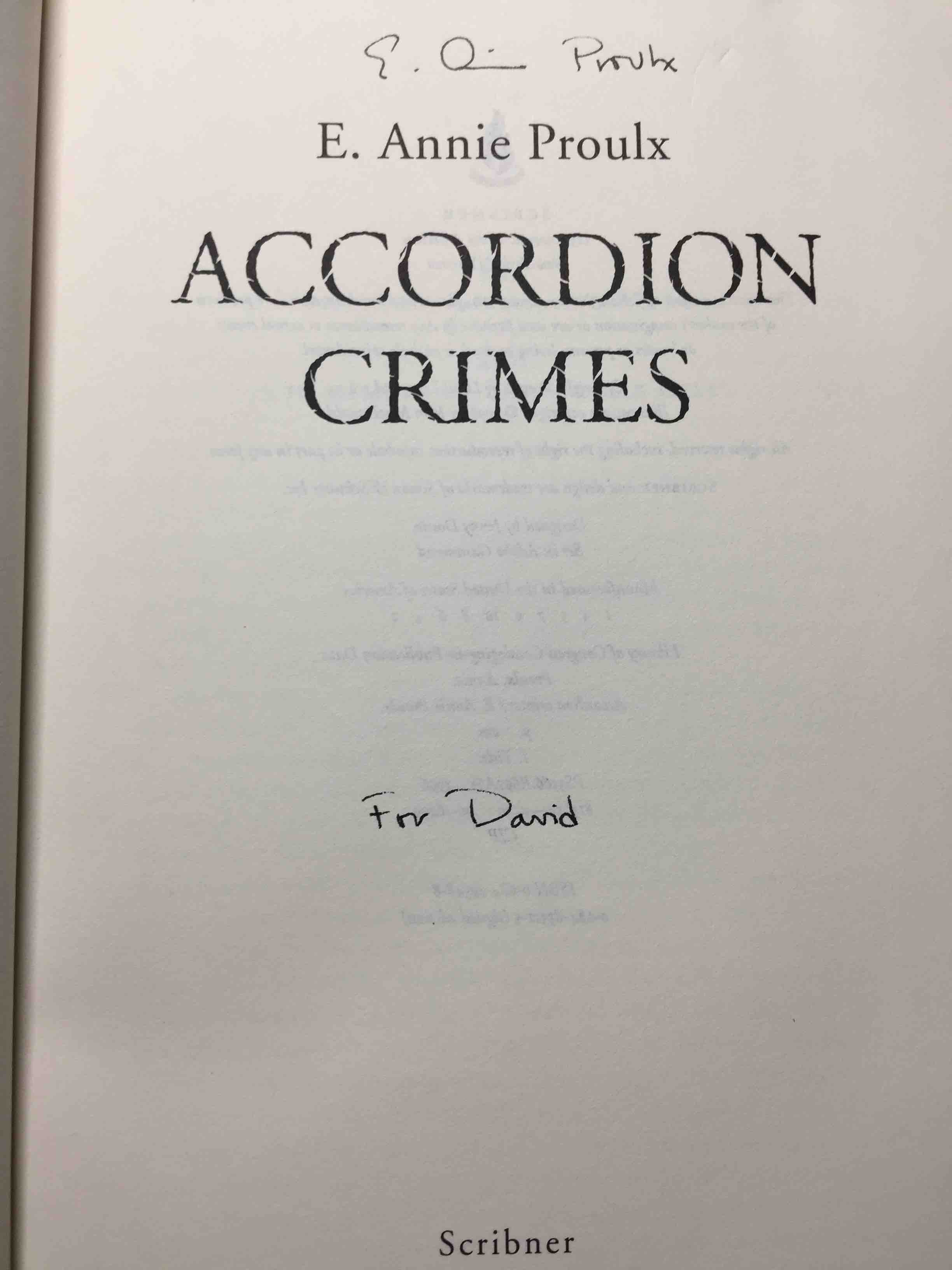 ACCORDION CRIMES. by Proulx. Annie.