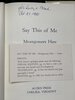 Another image of SAY THIS OF ME. by Hare, Montgomery (1911-1998)