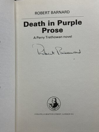 DEATH IN PURPLE PROSE: A Perry Trethowan Novel. by Barnard, Robert.