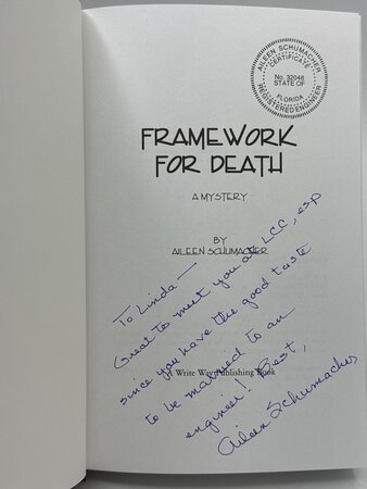 FRAMEWORK FOR DEATH: A Tory Travers / David Alvarez Mystery. by Schumacher, Aileen.