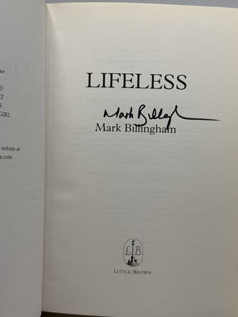 LIFELESS. by Billingham, Mark.