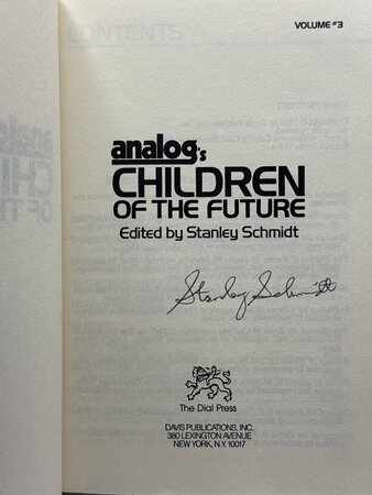 ANALOG'S CHILDREN OF THE FUTURE. by Schmidt, Stanley, editor.